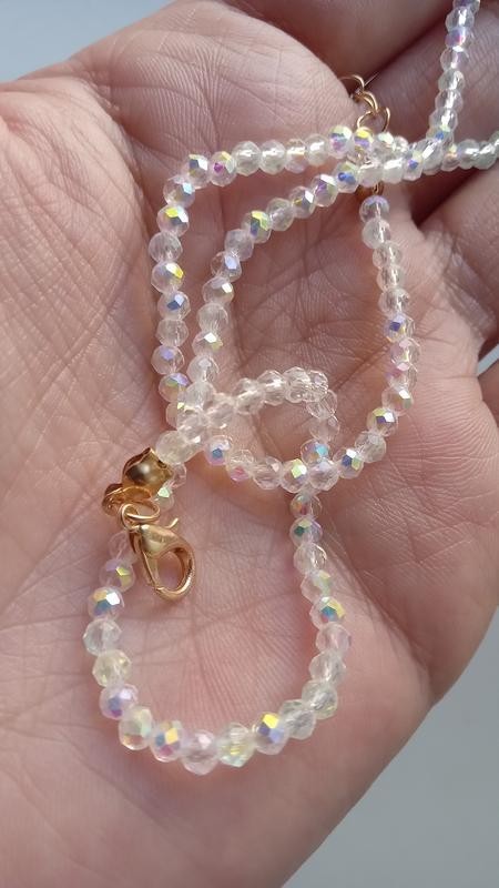 Stylish White & Multicolored Women’s Aurora Borealis Crystal Choker Size 36 Cm