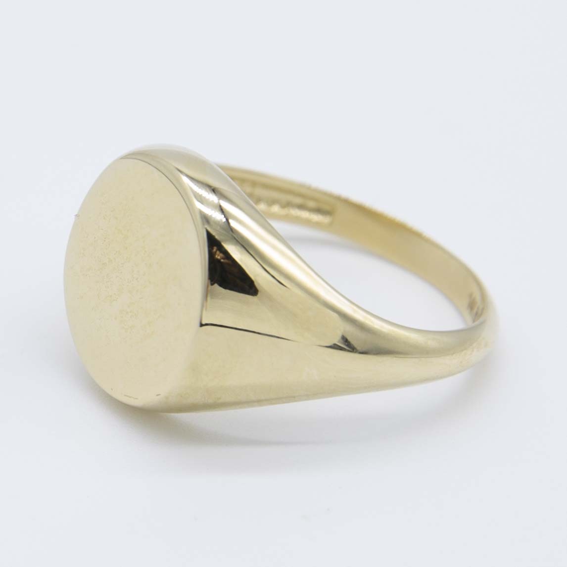 Oval Shiny Signet Ring Real Solid 14K Yellow Gold All Sizes