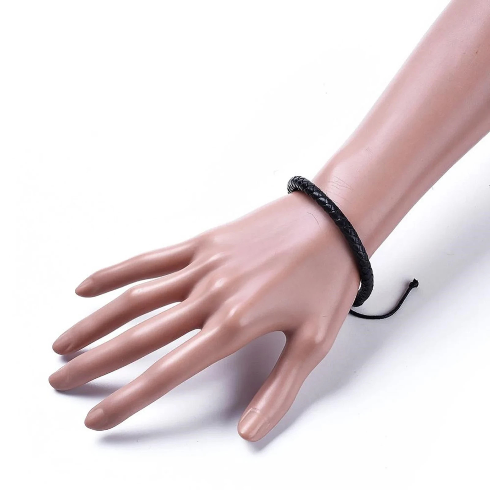 Cowhide Black Leather Bracelet Adjustable. Biker, Viking, Unisex Bracelet