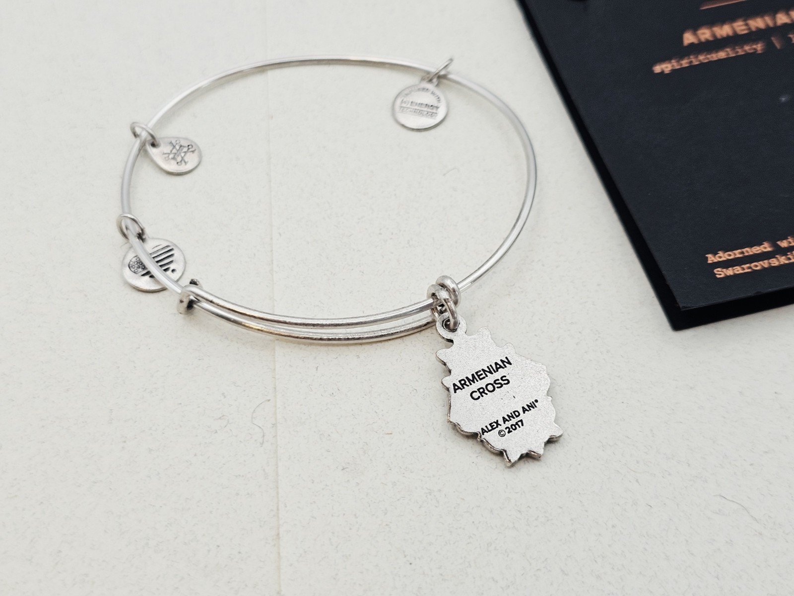 Alex And Ani ” Armenian Cross ” Silver Charm Bangle Bracelet ✨️