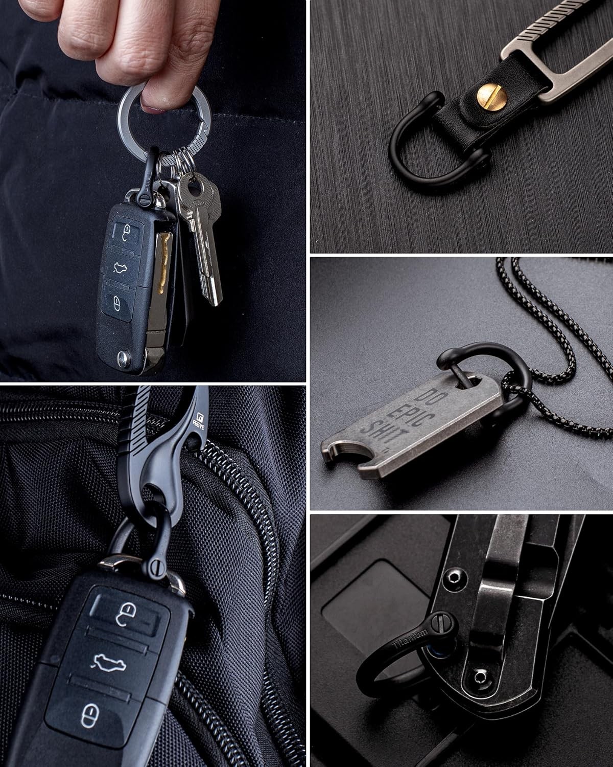 Key Rings with Screw Shackle – Heavy Duty Strong Titan Color: Black 2/3 Inch-1