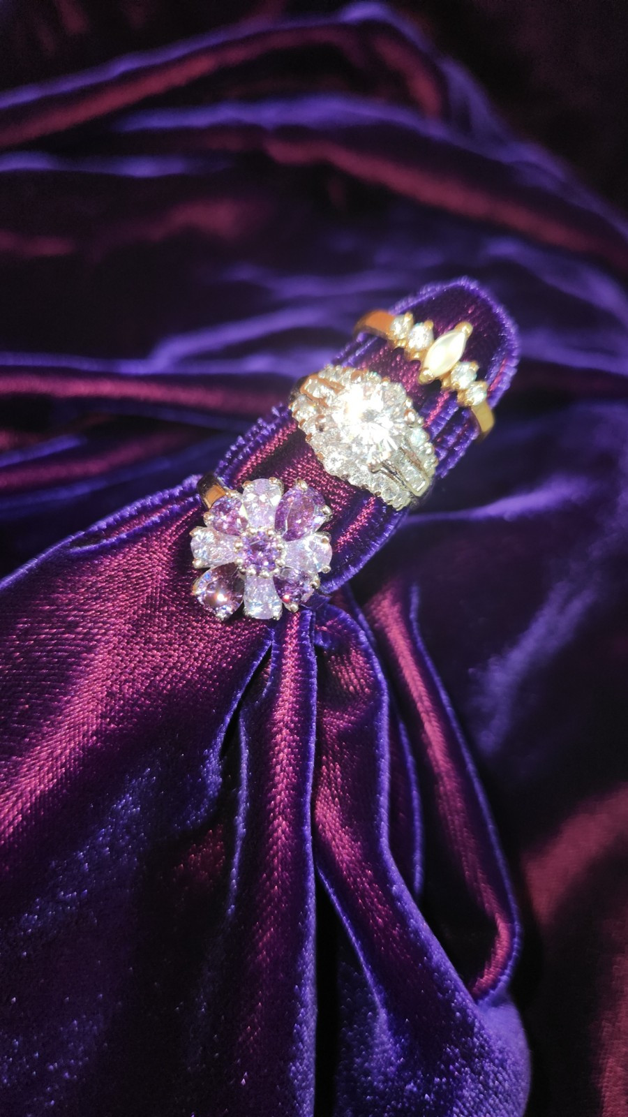 Lot of 16 Various Cocktail Rings, All Size 7, Silver, Gold, Rose Gold