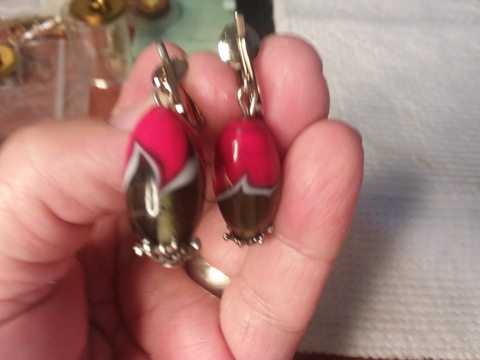 Fashion Art Glass Clip On Earrings