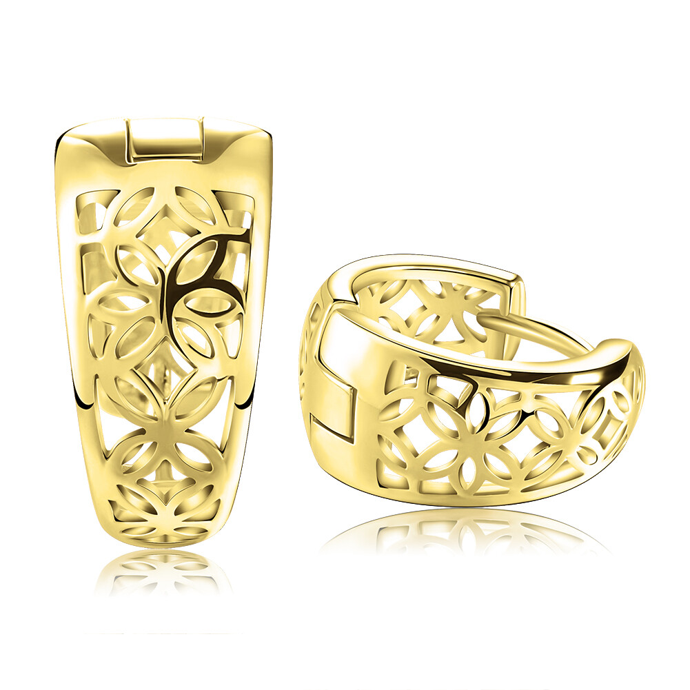 Filigree Wide Hoop Earrings for Women Gold Plated Ginger Lyne Collection