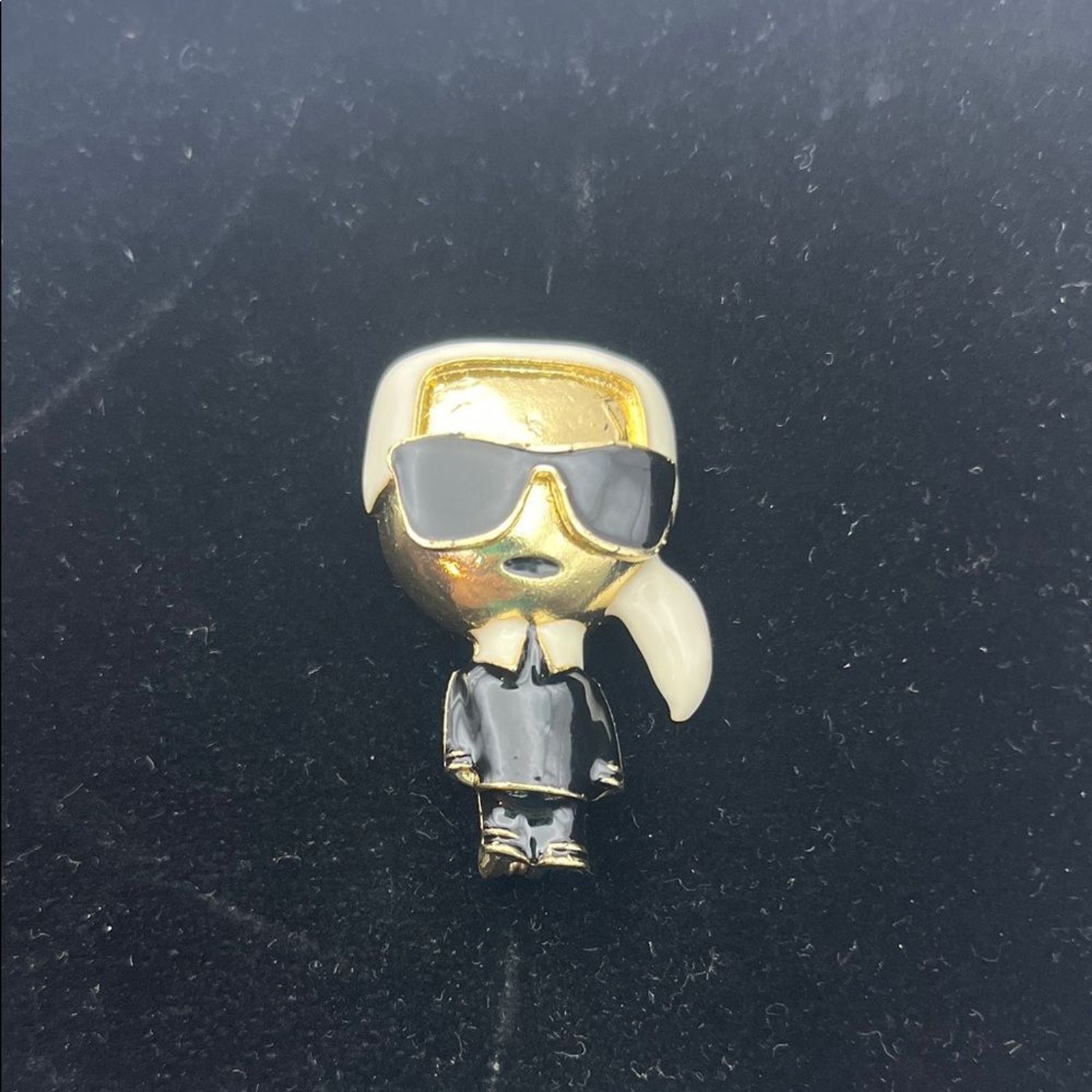 Karl Lagerfeld Brooch Pin Gold Tone + Enamel Character Chanel RARE fendi