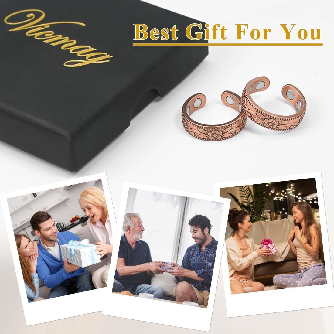 Copper Magnetic Ring for Women 99.9% Copper Finger Ring Strong Magnet Ring Co…