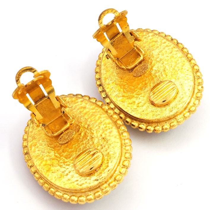 【Chanel】Oval Coco Mark Gripoix Clip Earrings Iconic Design 【Earrings】