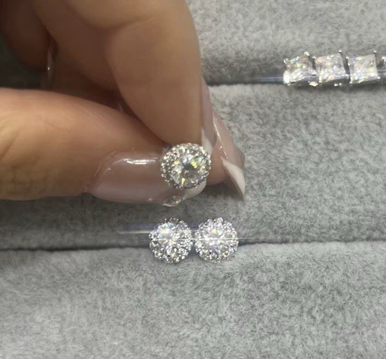 USA 1-3ct VVS Moissanite Diamond Halo Earring Men Flower Cluster Women Jewelry G