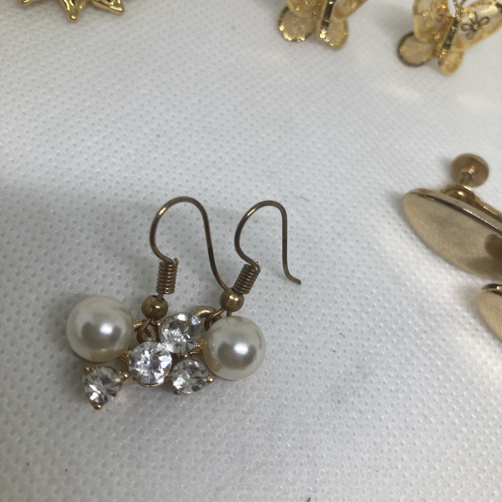 Lot Of 7 Mixed Goldtone Silvertone Jeweled Colorful Pierced Screw Back Earrings