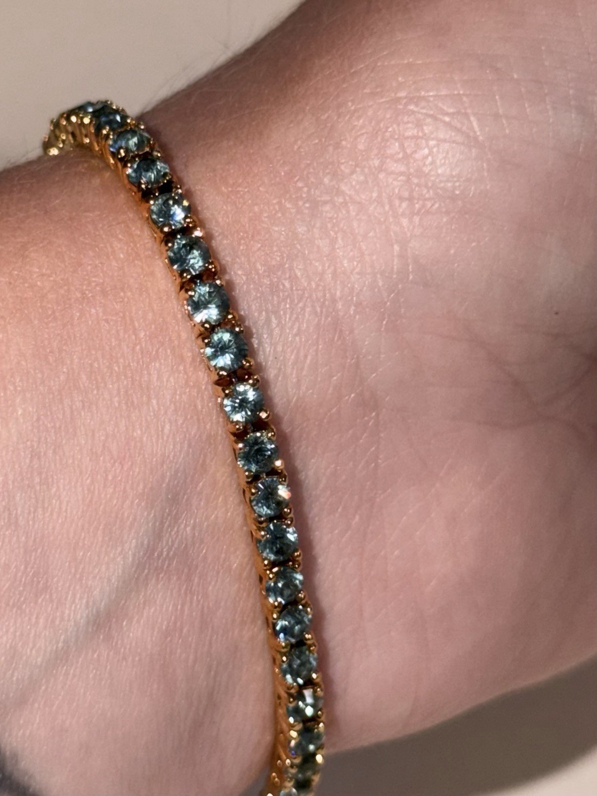 Joan Rivers Classics Simulated Indian Sapphire Tennis Bracelet 7.5” NOS w/ Box