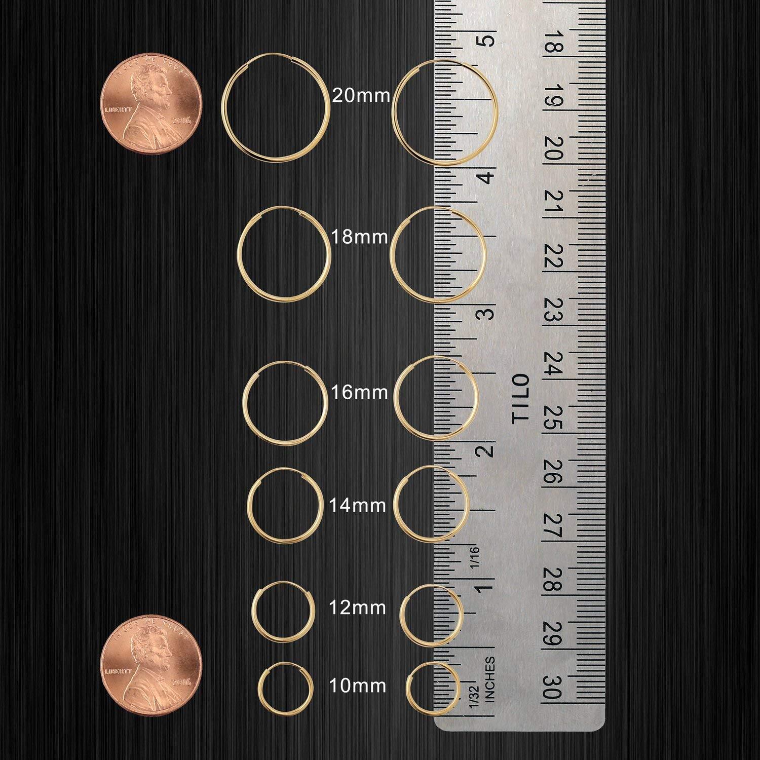 14K Rose Gold Endless Round Hoop Earrings, 10mm