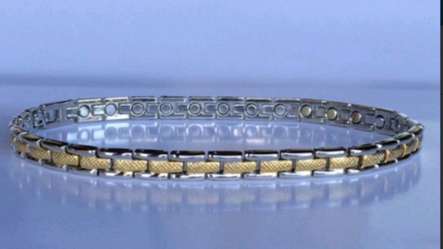ANKLET Gold In Middle Silver Outside Links Tone Magnetic Anklet 🎁#6