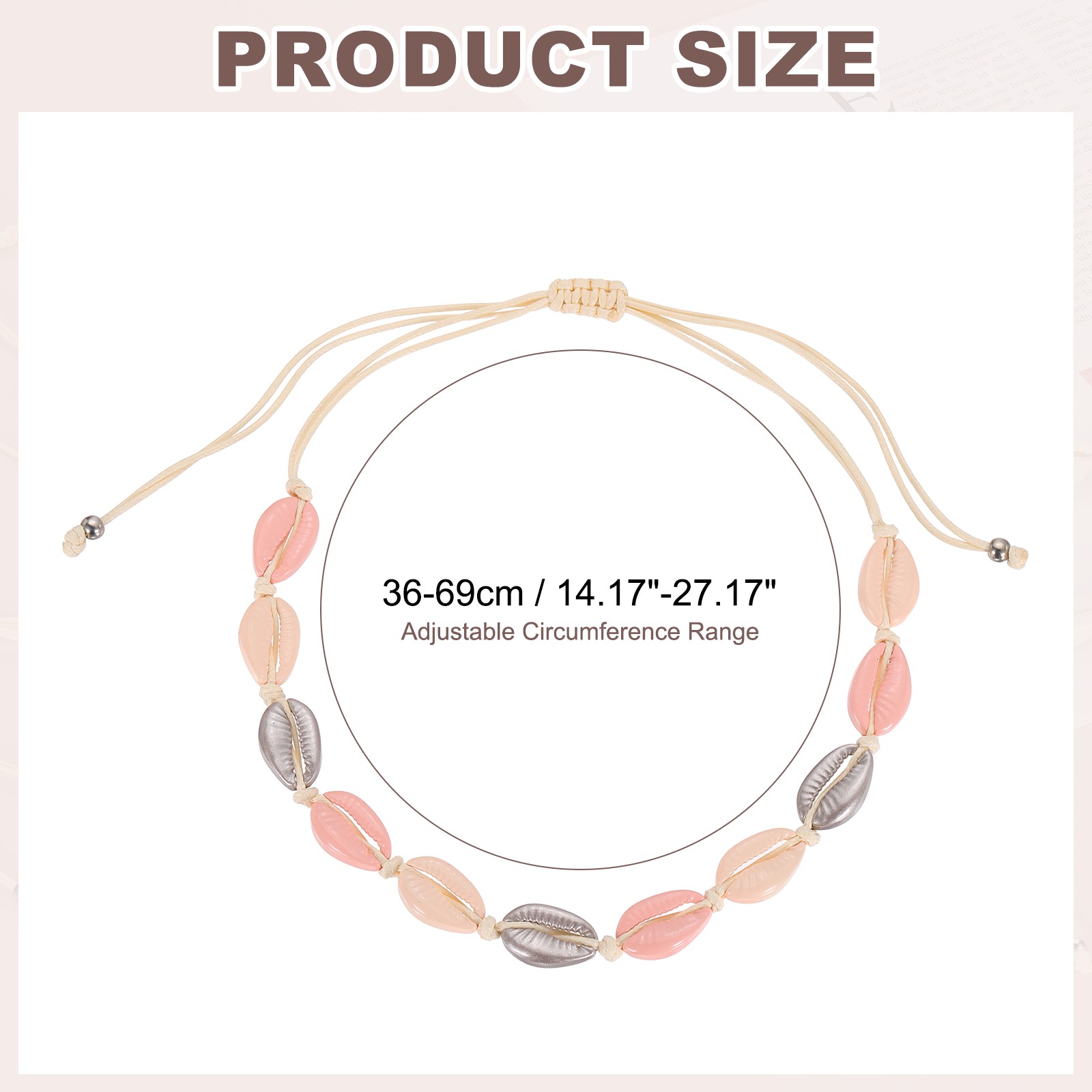 Shell Chokers Necklace, Handmade Puka Shell Chokers Necklace, Beige Pink Silver