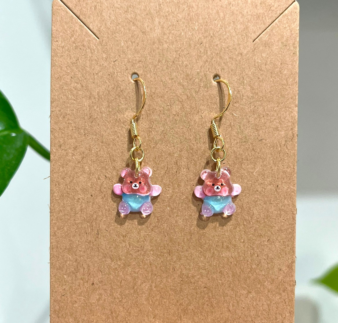 18K Gold Plated Teddy Bear Animal Cartoon Y2K Style Fun Cute Handmade Earrings
