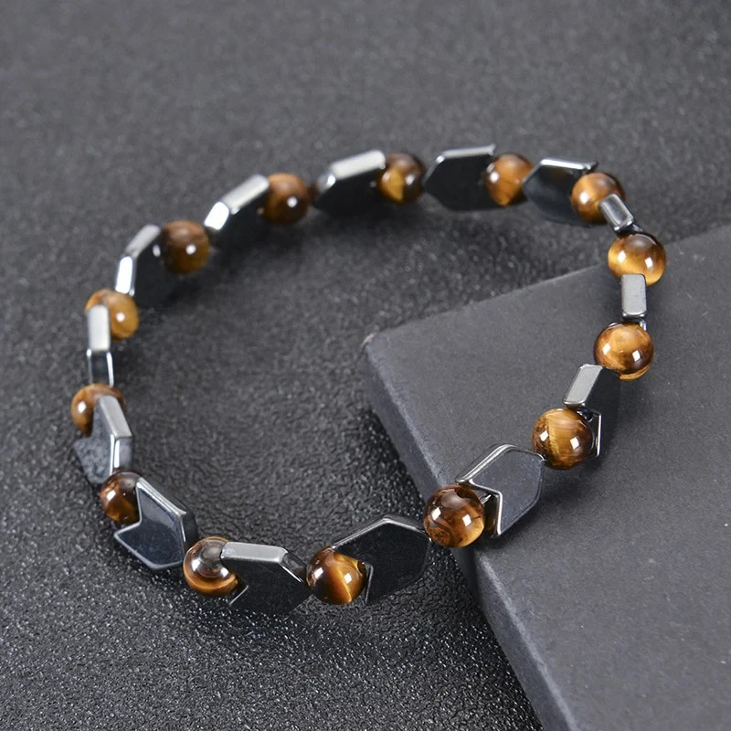 Natural Tiger Eye Hematite Bracelet Healing Protection Stone Beads Gift Jewelry