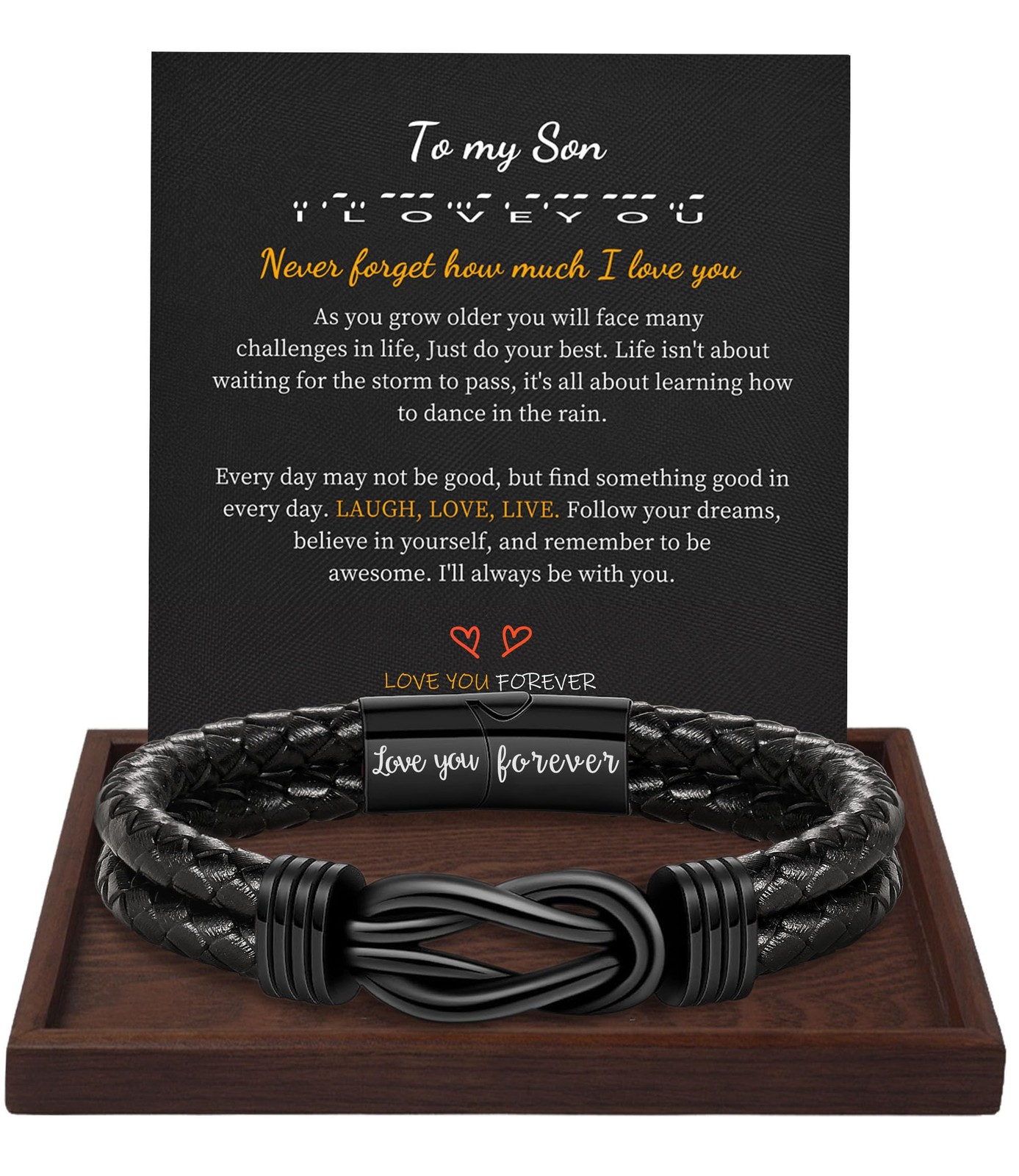 Btysun To My Son Bracelet from Dad Gifts for Son Men Leather Bracelets for Te…
