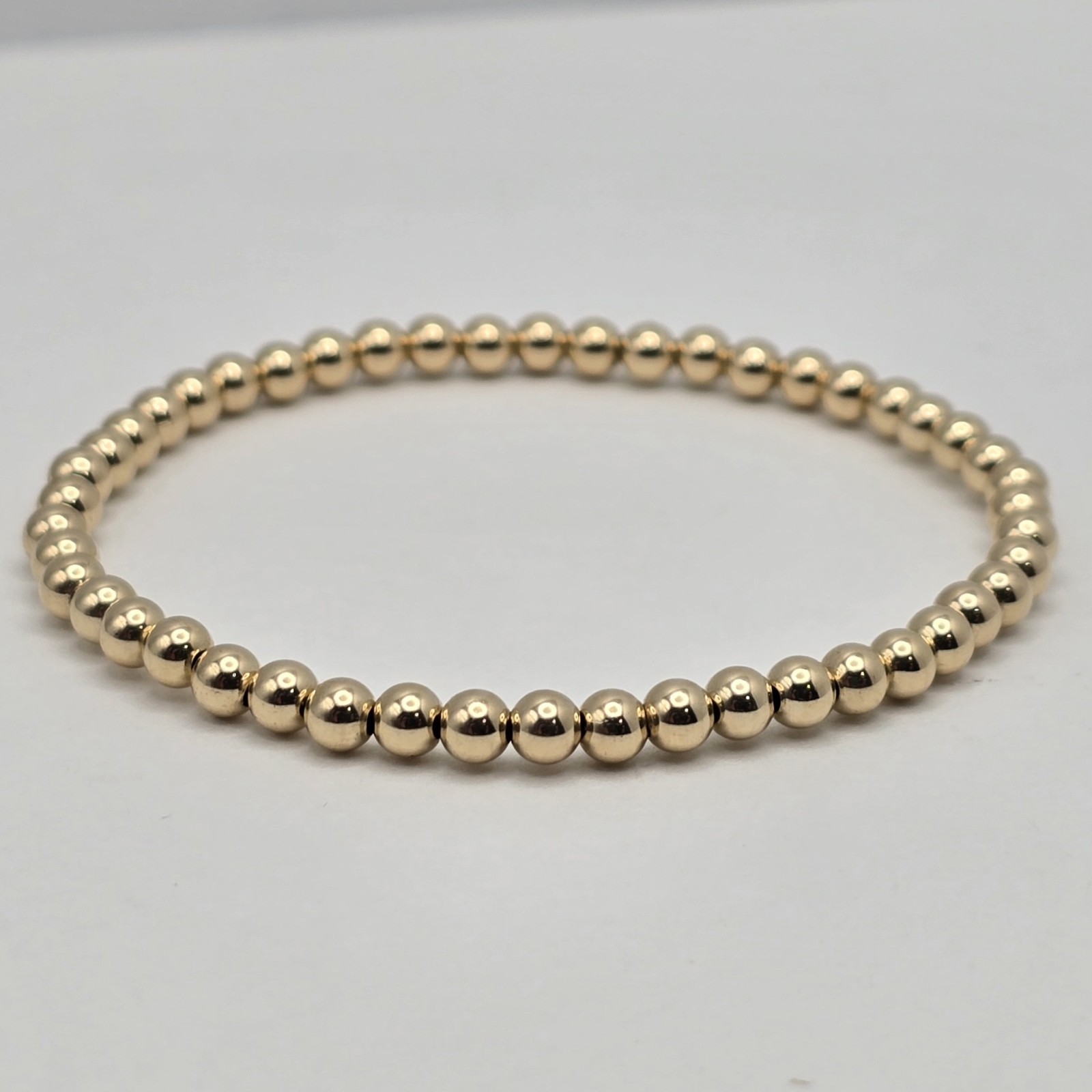 6.25″ 14KT Gold-Filled Classic 4mm Bead Stretch Bracelet BRAND NEW