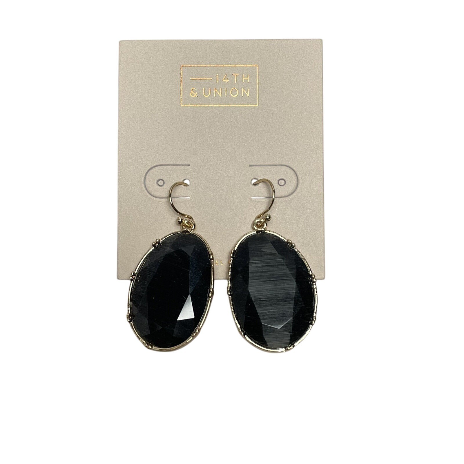 14th & Union Earrings Set: Black Faux Stone Drop Earrings & Rose Gold Hoop