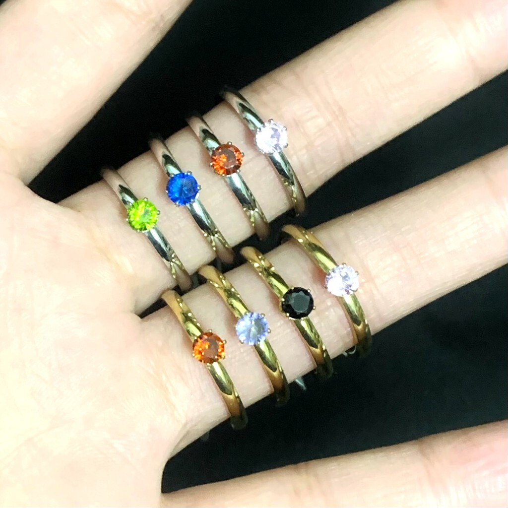 Bulk Lot 30pcs Color Crystal Zircon Women Wedding Rings 2mm Stainless Steel Gift
