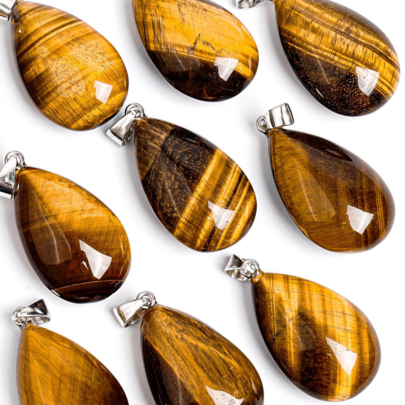 Natural Yellow Teardrop Tiger Eye Top Drilled Healing Gemstone Pendant