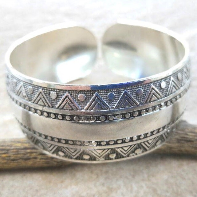 925 Sterling Silver Vintage Style Tibetan Tibet Bracelet Bangle One Size Fit All