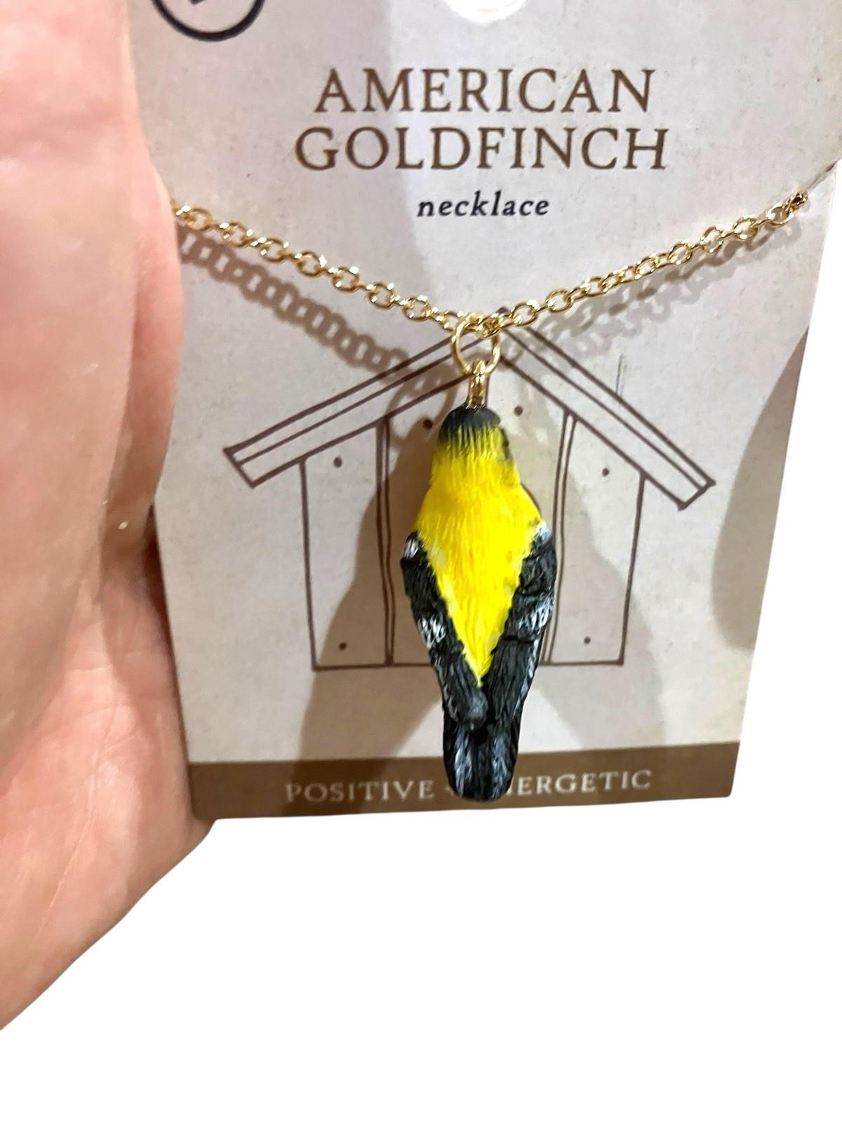 3D Bird Goldfinch Necklace 18” Chain Gift For Her
