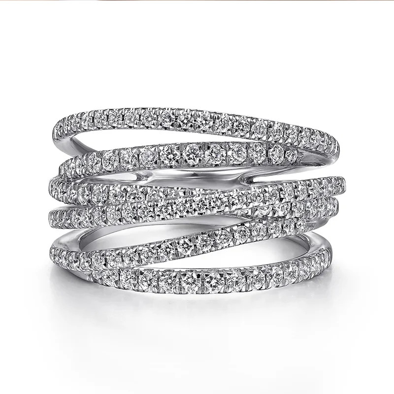 Cocktail Ring Wide Twist Gold Color Prong Setting Geometric Women Jewelry