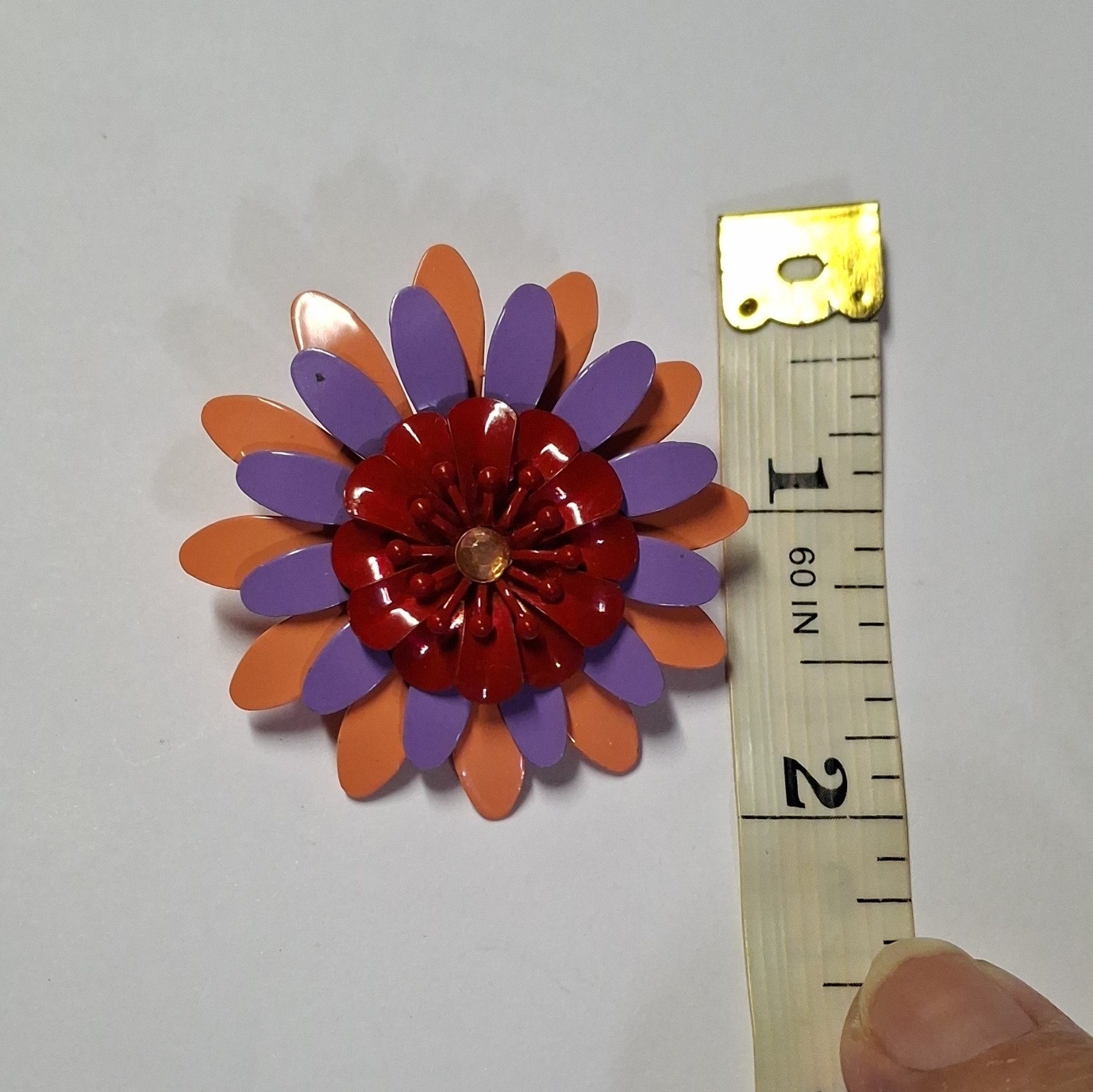 Metal Flower Brooch Flowers Theme Red Purple Orange No Stone 2 in 101/ 15