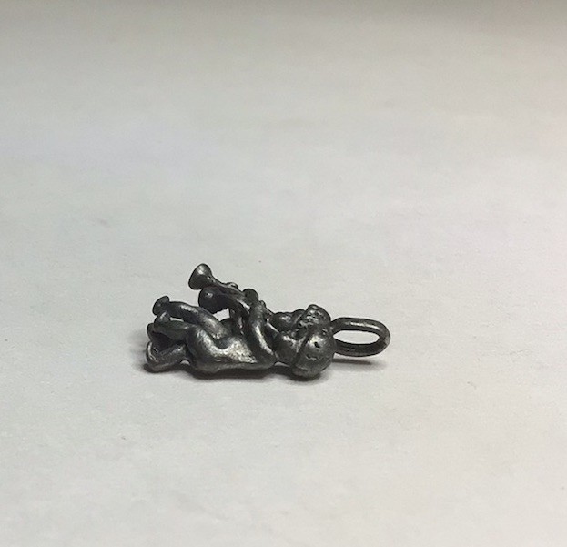 Zodiac Gemini Twins Playing Trumpets Charm Pendant Pewter 3/4 Inch x 1/2 Inch