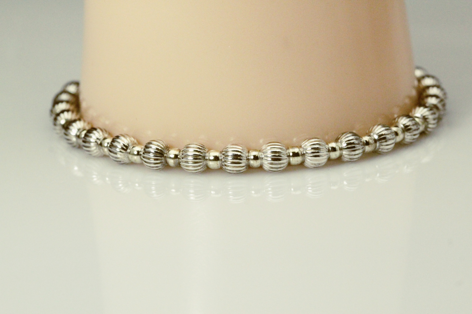 Textured Beads 925 Sterling Silver Bracelet 9.3 Grams (BR5262)