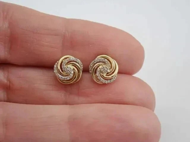 14K Yellow Gold Plated 1 Ct Round Cut Simulated Diamond Cluster Stud Earrings