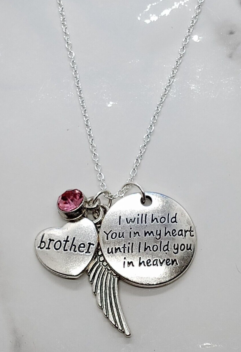 “I will hold you in my heart…” Memorial Necklace for Brother – Sympathy Gift