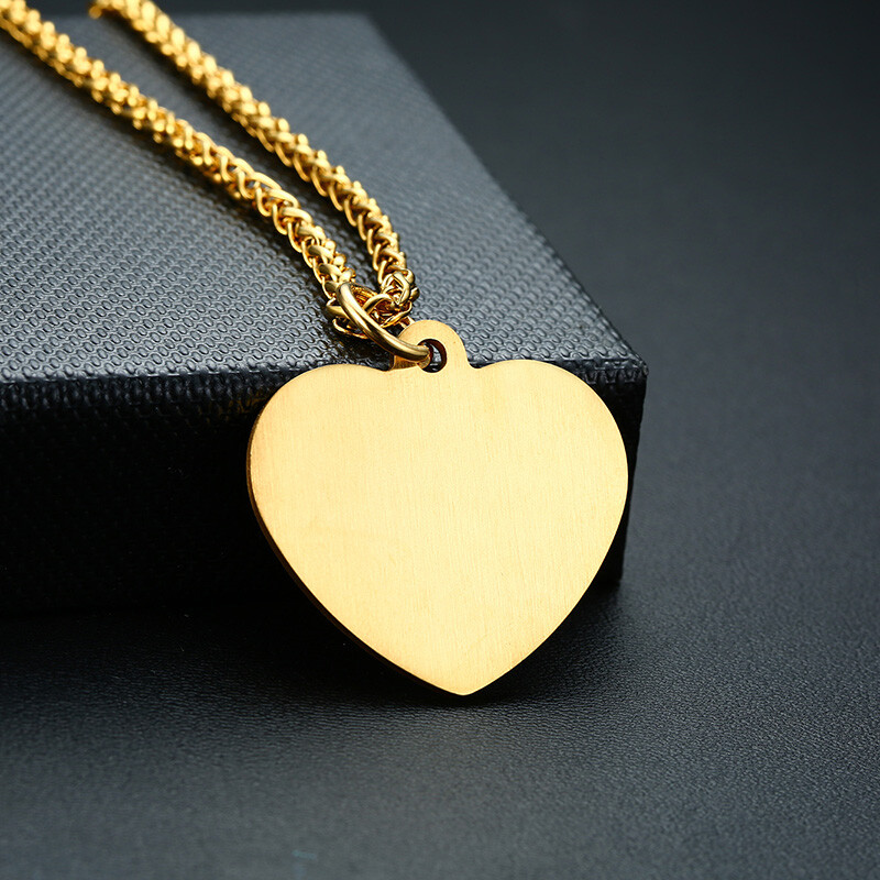 Medical Alert ID Women Men Necklace Love Heart Pendant Personalized Engraving