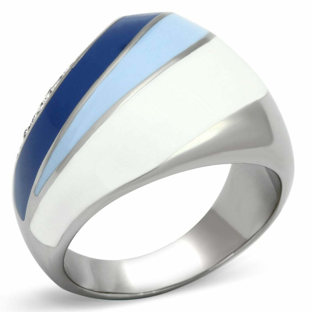 TK809 – High polished (no plating) Stainless Steel Ring with Top Grade Crystal