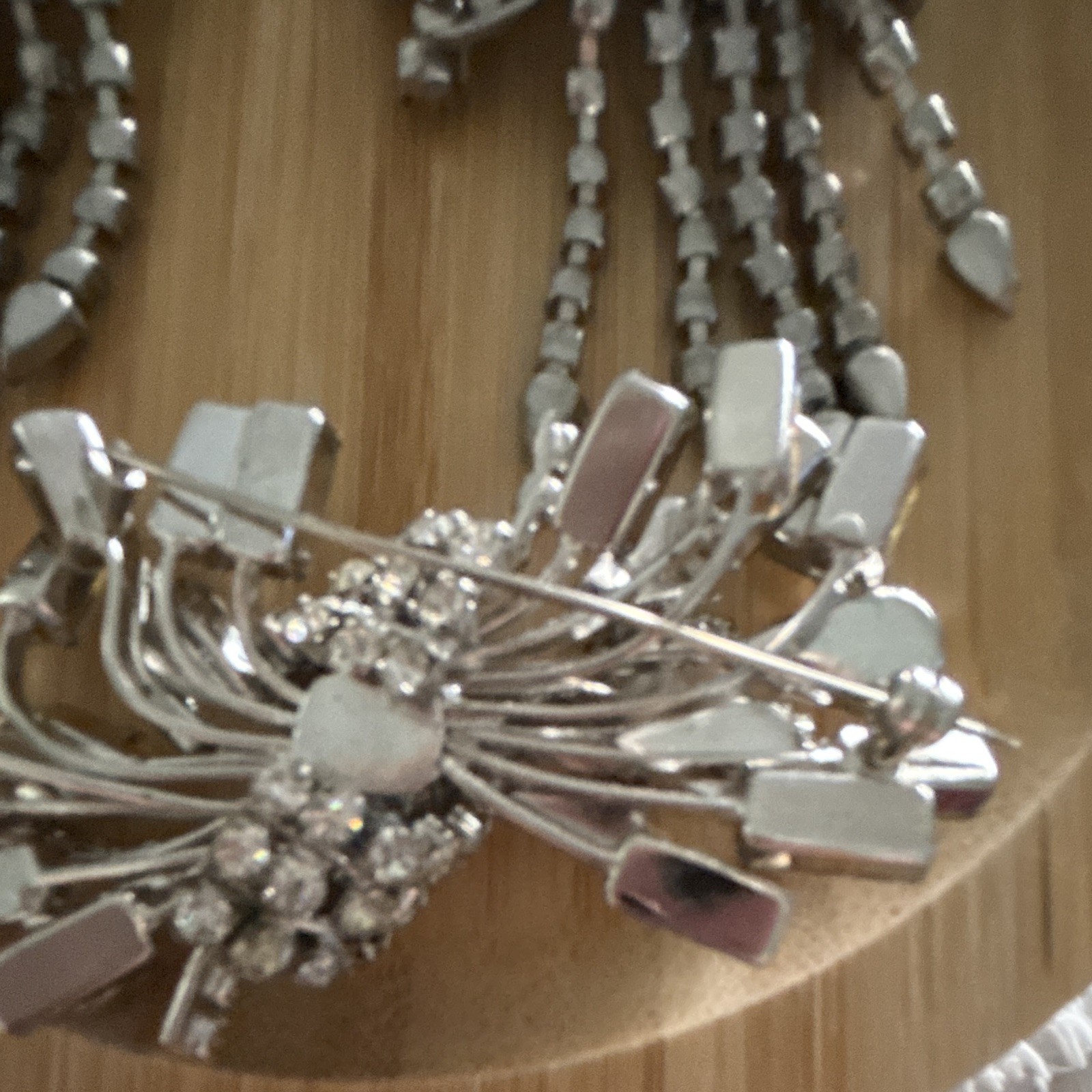 Estate Vintage Silver Tone Clear Rhinestone Earrings & Crystal Brooch Pin Lot