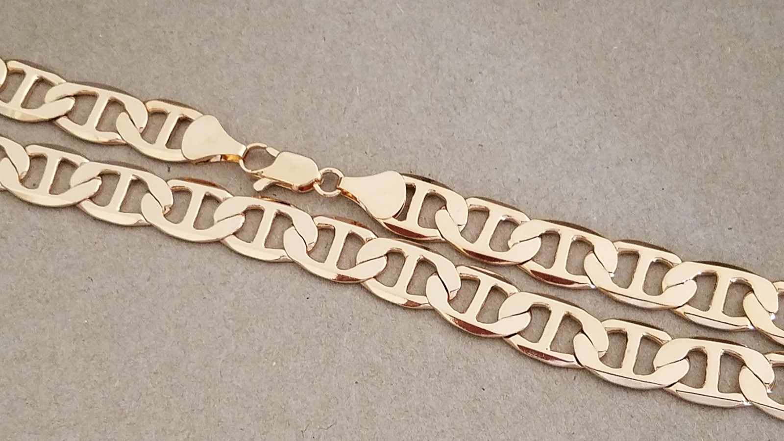 Mens 13mm Wide Jumbo Mariner Link Chain Necklace Rose Pink Gold Plated 24in Long