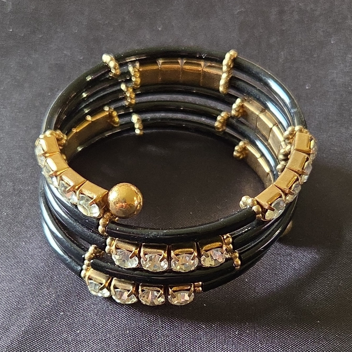 Plunder Design Adrian Bangle Bracelet Black/Gold Crystal (costume)
