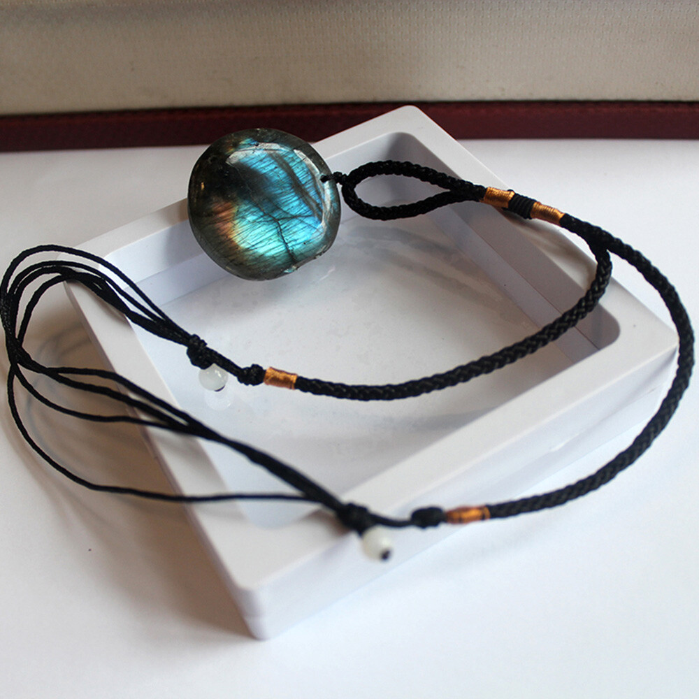 1/ 3PCS Women Mens Natural Stone Necklace Labradorite Pendant Crystal Moonstone