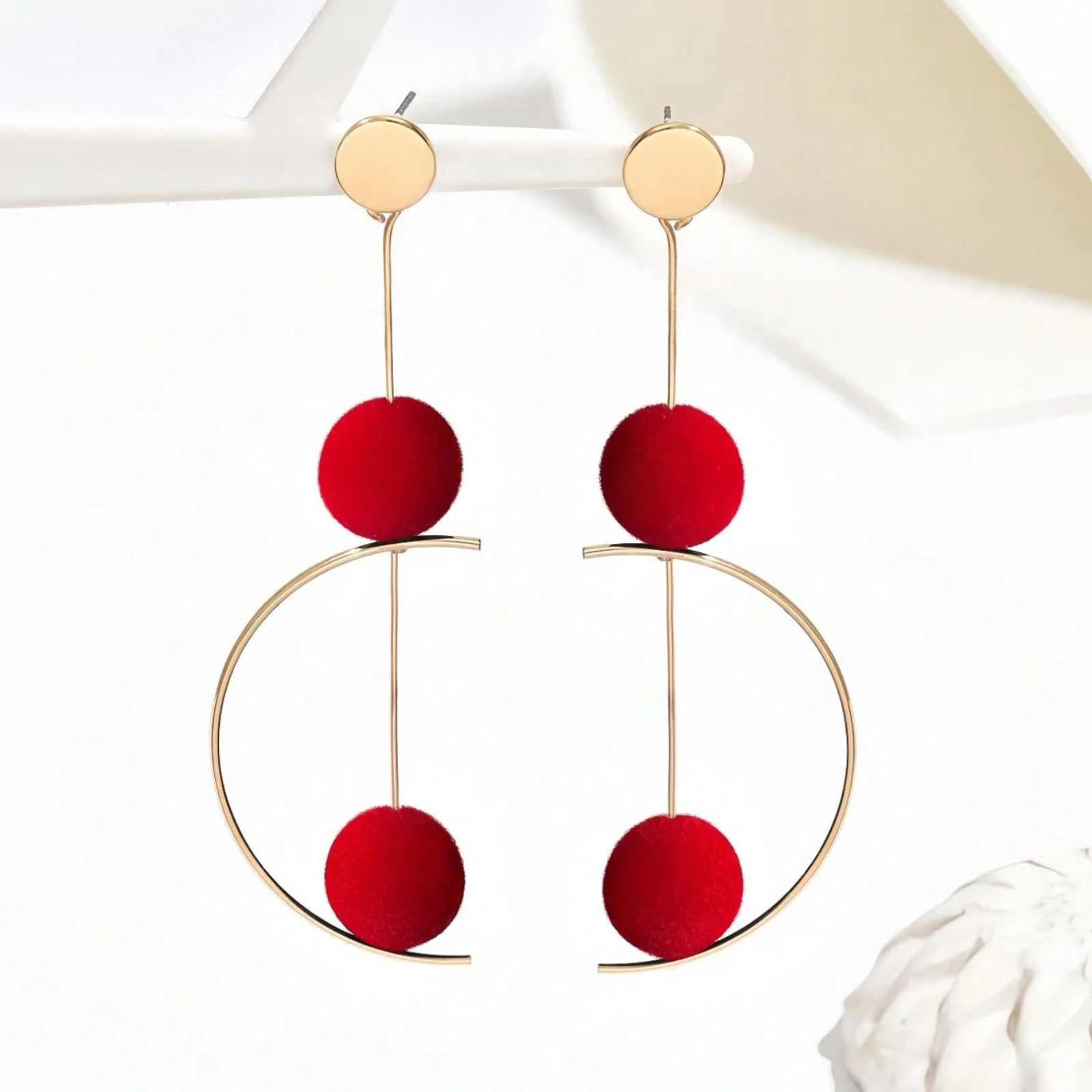 Boho Long Drop Earrings Rotatable Geometric Ball Pendant Retro Jewelry for Women