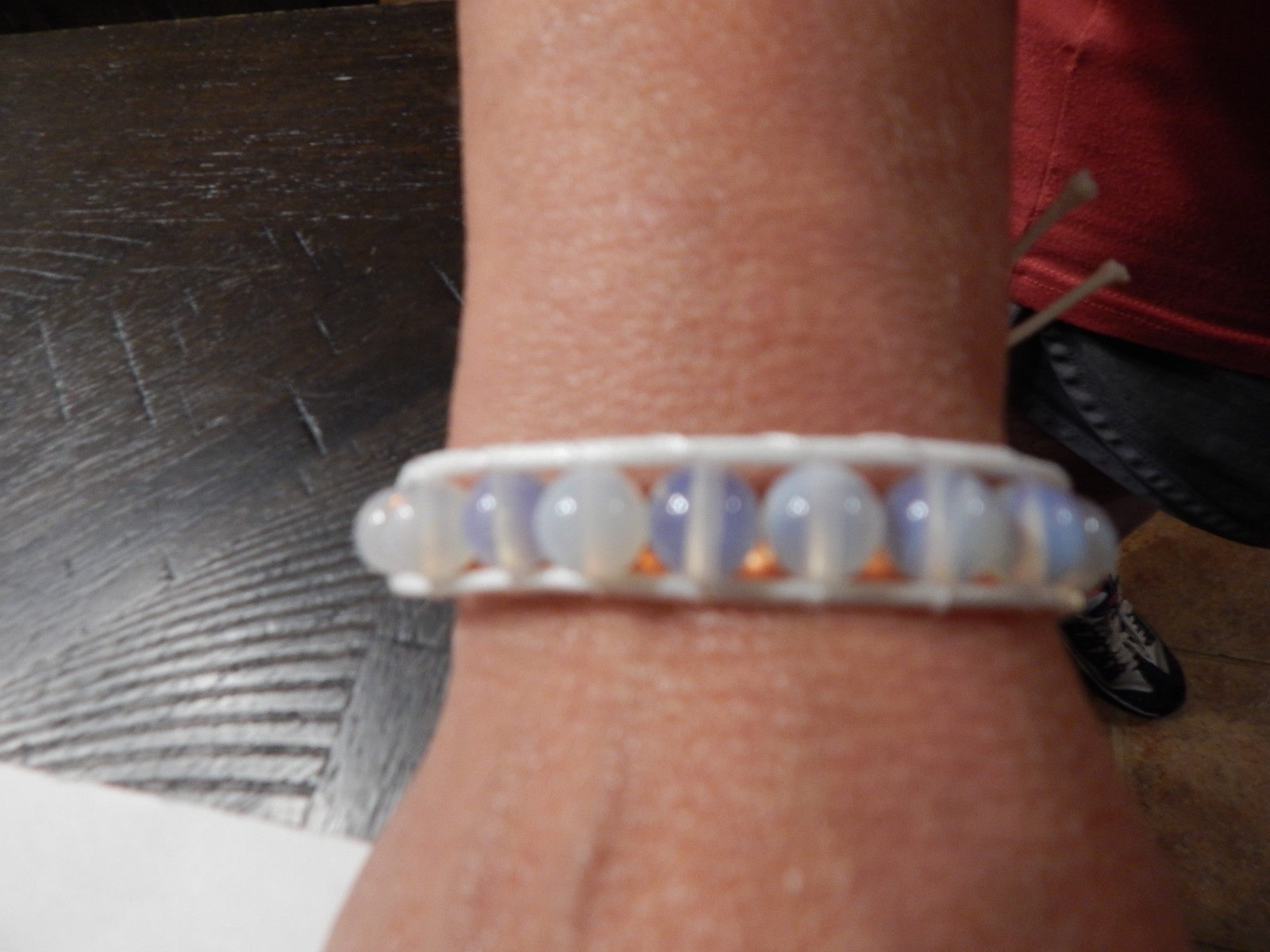 Opalite Choker Necklace 16.5-20.5″ & bracelet in rope cord &silver tone 220 ctw