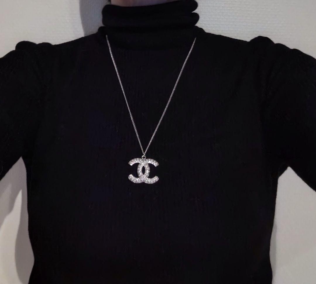 CHANEL Pearl Coco Mark Necklace Icon Champagne Gold Women’s Jewelry Accessory