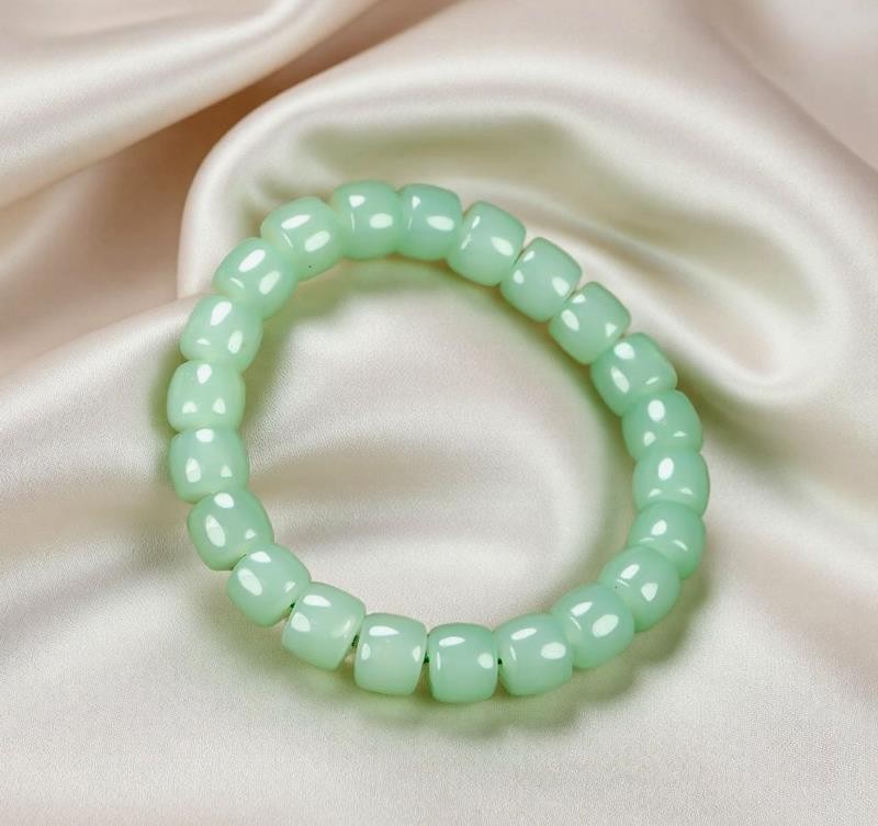 Girl Grandma Mothers Lady Women Green Jade Beads Bracelet Jewelry Gift Box DD156