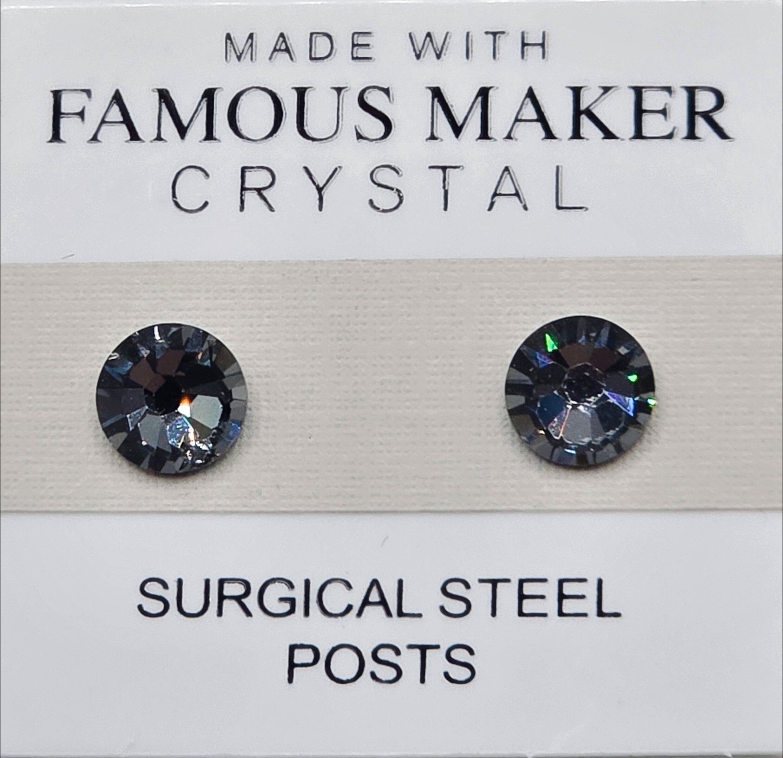 Smoky Gray Round Stud Earrings 7mm Crystal Made with Swarovski Elements Gift