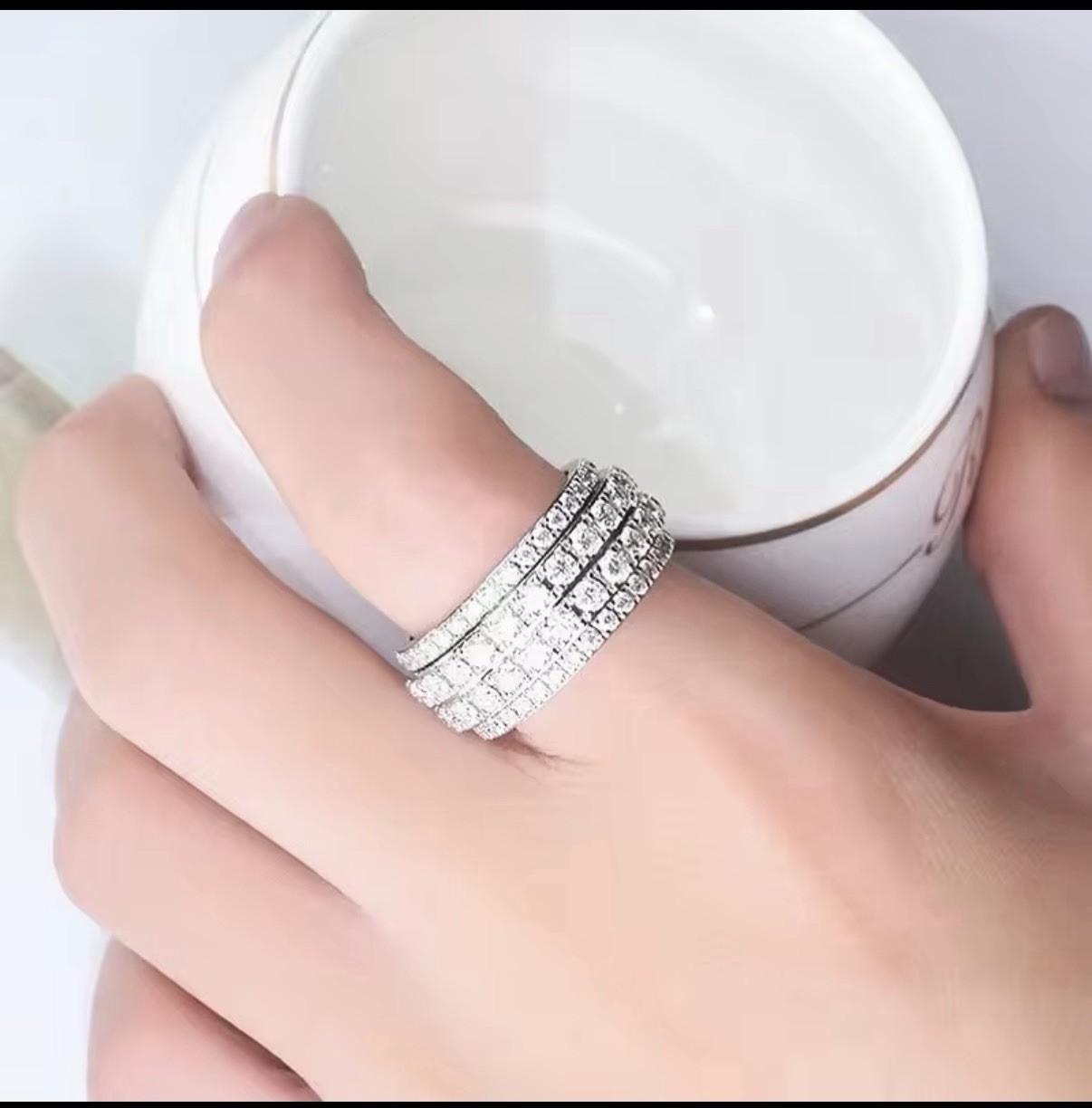 Silver Plated Brass Cubic Zirconia Round Ring