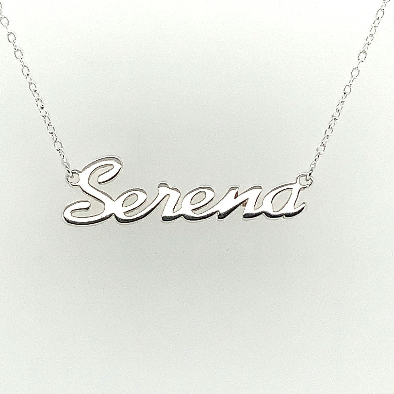 Serena Name Plate Necklace Pendent Sterling Silver female Personalized Custom