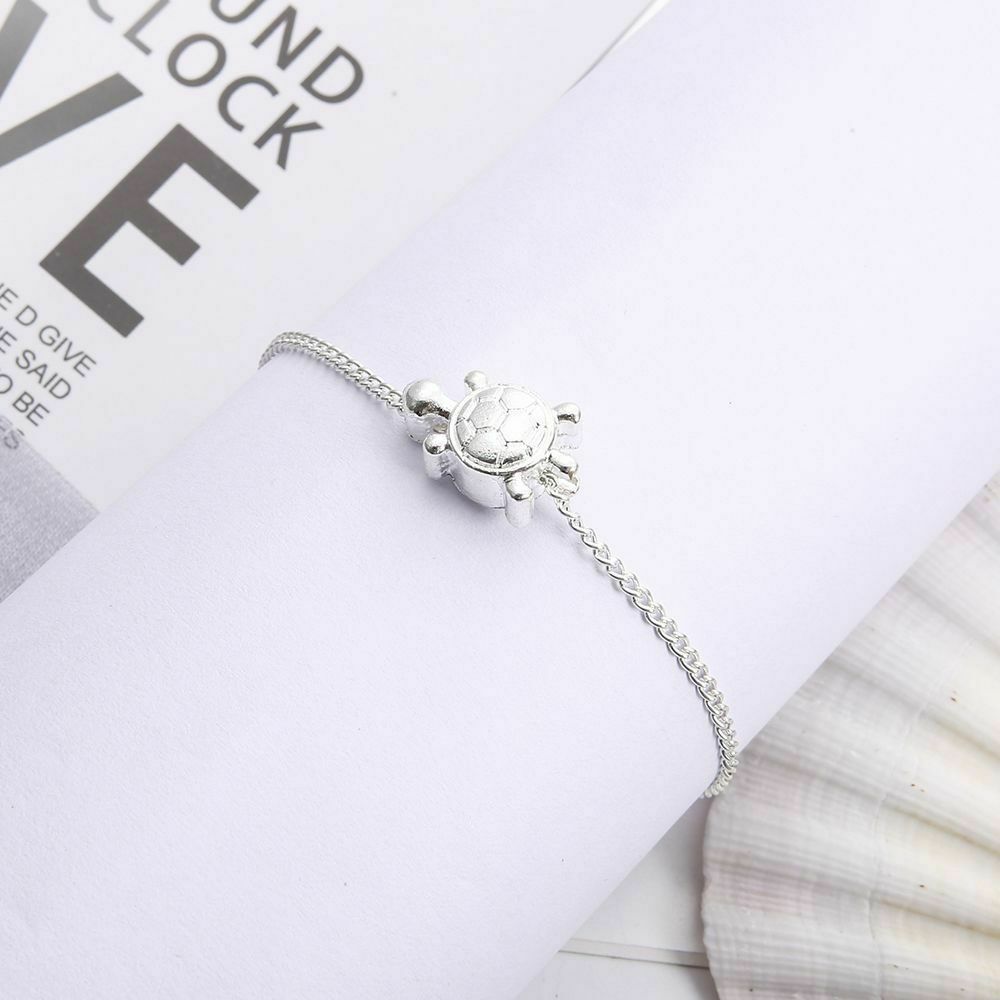 925 Sterling Silver Turtle Tortoise 9″ – 11″ Beach Sandal Anklet Foot Bracelet