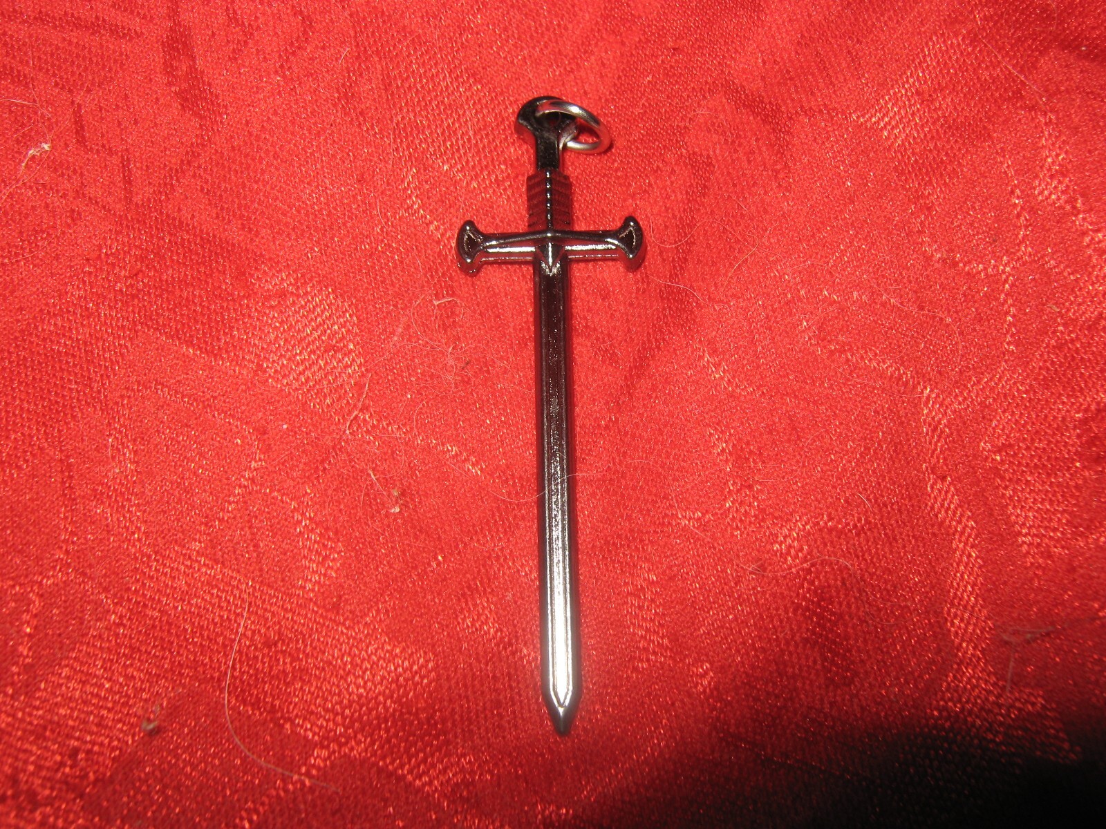 Antique Medieval USA Pewter Dark Gray Sword Dagger 50mm Pendant Charm Necklace