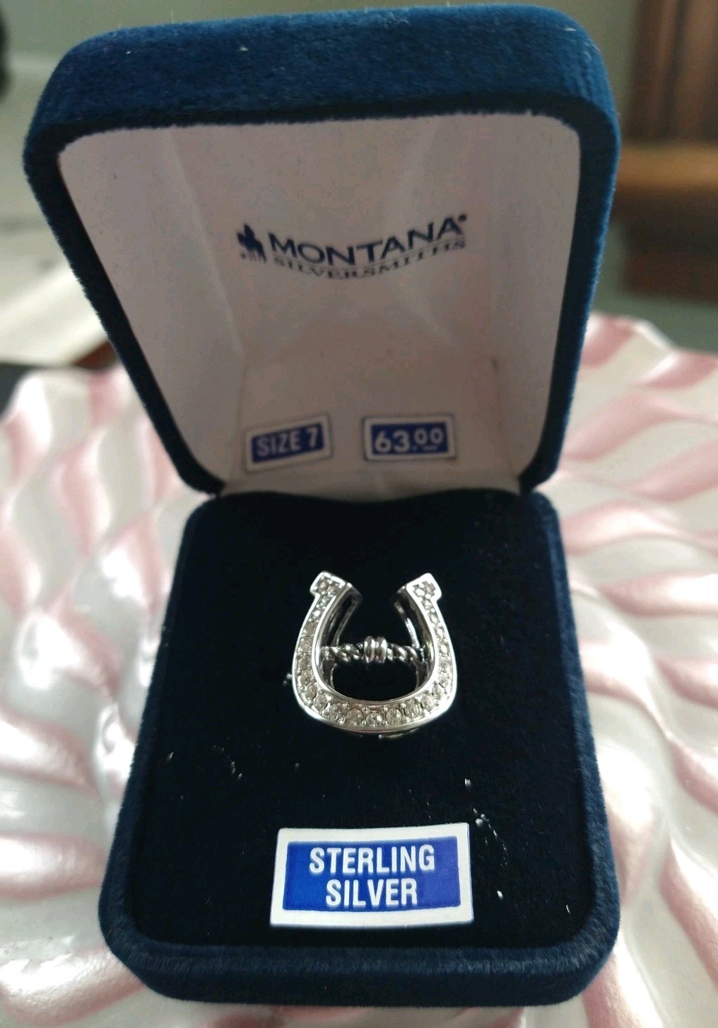 New Montana Silversmith Horse Shoe RING Clear CZ sz. 6 Or 7 Rodeo Horse Cowgirl