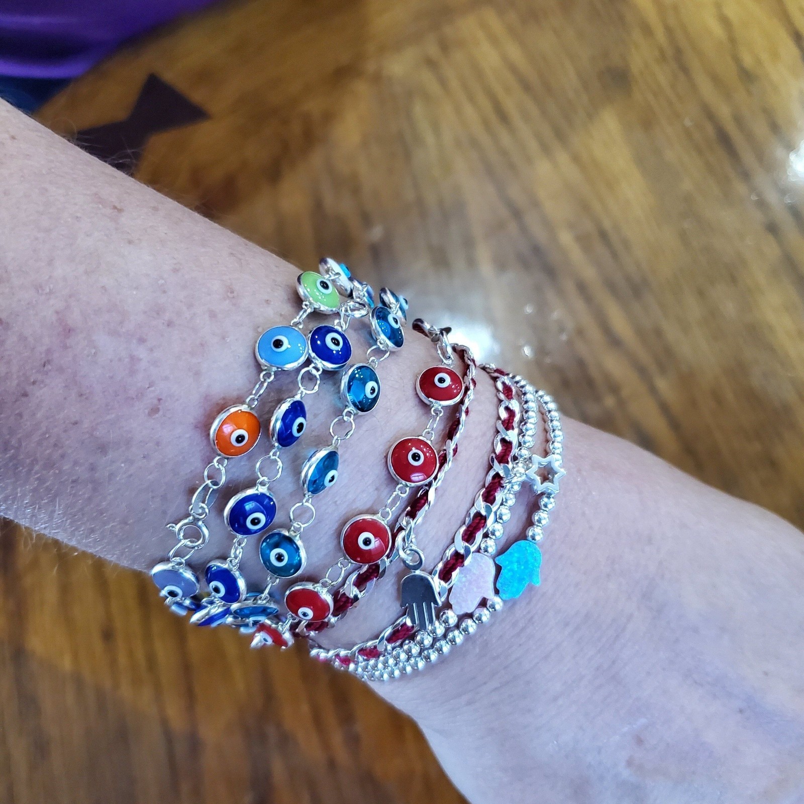 Hamsa Red String Bracelet 925 Sterling Silver Lucky 7″ Protection