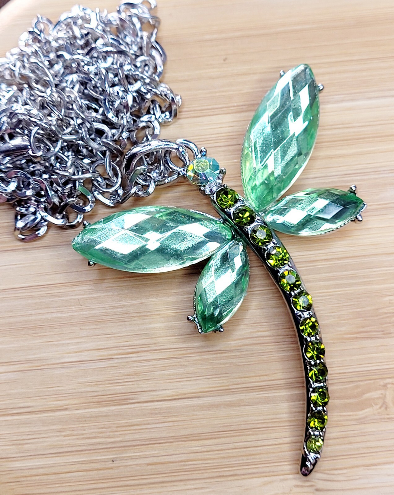 GREEN DRAGONFLY Pendant Vintage NECKLACE with Gift Bag BRAND NEW !